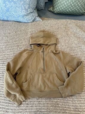 lululemon athletica women’s scuba Brown Hooded Half-Zip Sweatshirt XS/S